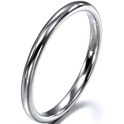 2mm High Polished Mens Women Tungsten Ring Engagement Wedding Gift Band Silver • $9.79