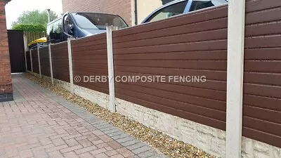 Composite Fence Panels Upvc Plastic Fence Panels Brown  +++ NEW +++ • £23.99