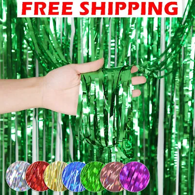 £1.99 • Buy 2m-3m Foil Fringe Tinsel Shimmer Curtain Door Wedding Birthday Party Decorations