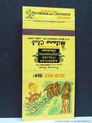 Milano Tiki Bar Lima Ohio Matchbook Cover Polynesian Restaurant Map 30 Count Vtg • $8.99