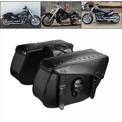 Fits For Harley Softail VROD Saddle Bag Tool Side Bag Storage Luggage PU Leather • $77.84