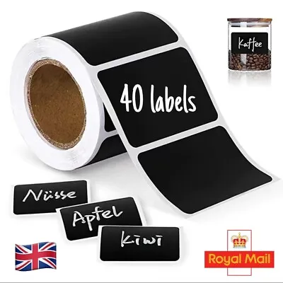 40pcs Chalkboard Blackboard Chalk Board Stickers Craft Kitchen Jar Labels Tags • £2.79