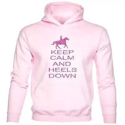 Keep Calm Heels Down Horse Riding Birthday Girls Funny Kids Hoodie • £15.95