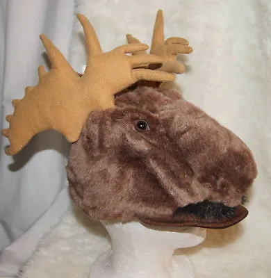 MOOSE HAT Antlers Plush ADULT Brown Elk Halloween Costume SLIGHTLY IRREGULAR New • $29.99