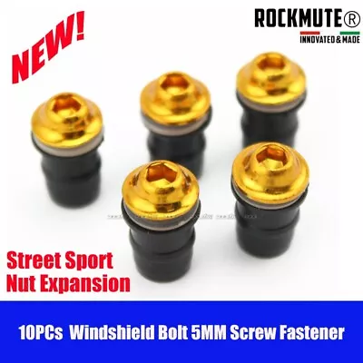 Windscreen Windshield Bolt 5MM Screw Fastener Nut Expansion Motorcycle GOLD 10pc • $6.17