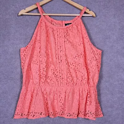 NICOLE BY NICOLE MILLER Top Women XL Camela Peach Lace Blouse Lined Tank Top New • $19.89