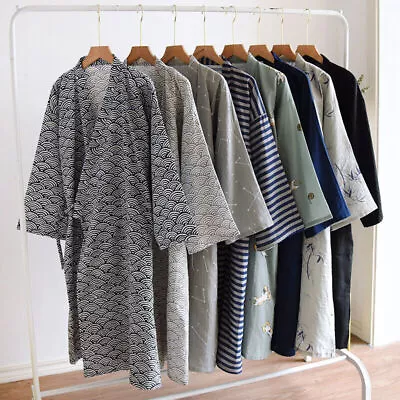 Men Kimono Japanese Yukata Pajamas Cotton Soft Bathrobe Robe Gown Nightwear New • $12.24