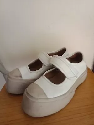 Marni White Nappa Leather Mary Jane Sneakers Size 37 • $139