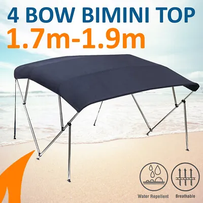 $177 • Buy 4 Bow 1.7-1.9m Blue Boat Bimini Top Canopy Cover W/ Rear Poles & Sock