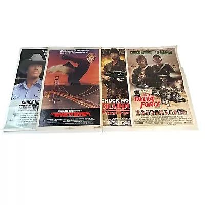 Lot Of 4 Chuck Norris 1980’s Original Folded One Sheet Movie Posters 27”x 41” • $54.99