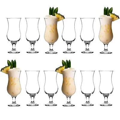 12x Pina Colada Glasses Hurricane Grande Cocktail Drinking Glassware 390ml Clear • £20