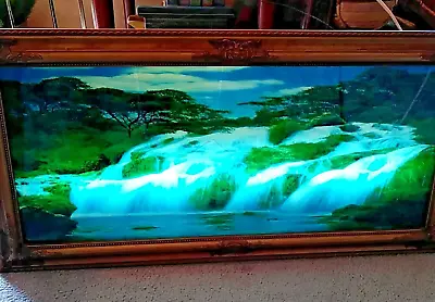 Vintage Waterfall Picture Lights & Sound 39x29x3 70's Wall Decor No Motion • $80.47