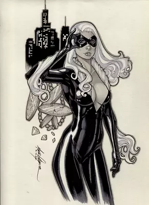 Originalmario Chavezcomic Artpinupsketch9x12 Inchblack Cat • $112.50