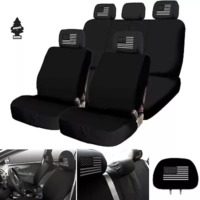 For Mercedes New Black US Flag Car Truck SUV Seat Covers Full Set With Gift • $37.69