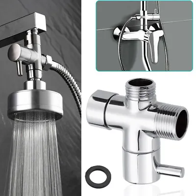 Shower Head Arm Mount T-adapter Chrome Diverter Valve Splitter Bathroom 3-Way US • $9.45