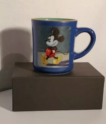 Disney Store Mickey Mouse Walking Coffee Mug Cup Blue Green Yellow 10 Oz • $14