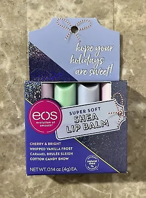 EOS Holiday Set Super Soft Shea Lip Balm 4 Pack - Cherry Caramel Vanilla Candy • $14.99