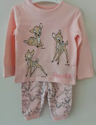 Disney Baby Girls Bambi Pyjamas 3-6 Months Pink Character Pjs NEW • £9.99