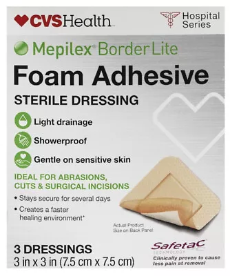 Mepilex Border Lite Foam Adhesive Sterile Dressings 3 In X 3 In • $20.99