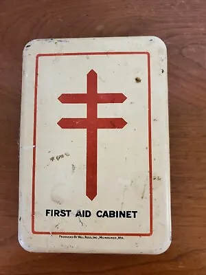 Vintage First Aid Cabinet 7.5 X 5.5  White Red • $20.99