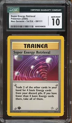 Pokemon Super Energy Retrieval Neo Genesis 1st Edition Rare #89 CGC 10 Gem Mint • $1.25