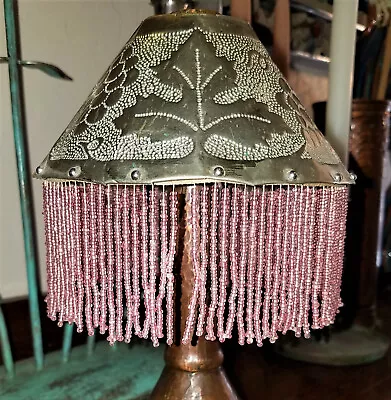 Arts And Crafts Pierced Punched Newcomb Style Beaded Candle / Lamp Shade Grapes • $49