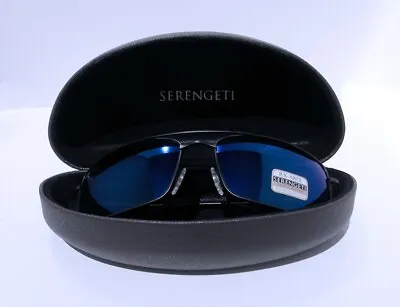 Serengeti 8304 Treviso Sunglasses Black Polarized 555nm Blue Mirror Glass Lens • $189