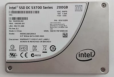 Intel DC S3700 Series 200GB SSD 2.5  SATA III (SSDSC2BA200G3) SSD  5TBW Usage • £15