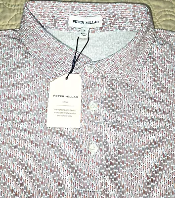 NEW By PETER MILLAR MENS LARGE PILOT MILL SURFS UP🌊PRINTED⛳POLO MSRP $115.00 • $45
