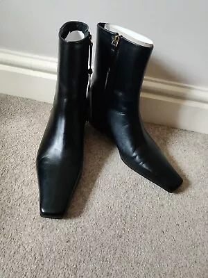 BNWT Massimo Dutti Womens CONTRAST HEEL Black ANKLE BOOTS Uk6 Eu39 New In Box  • £59.99