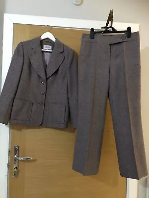 Ladies Next Linen Light Brown Trouser And Blazer Suit - Size 12 • £20