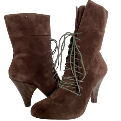 Max Studio Heeled Brown Suede Leather Boots- Zip Closure Size 10 • $58.40