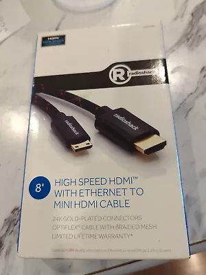 RadioShack 8' High Speed HDMI With Ethernet To Mini HDMI Cable. New Old Stock. • $3