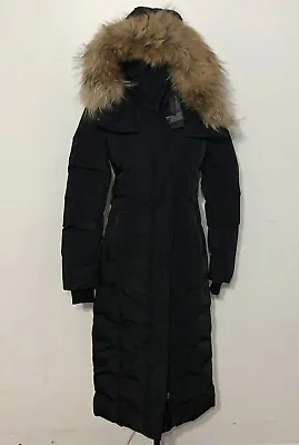 NWT Women's MACKAGE Jada Down Fur Trimmed Maxi Coat X-Small Black • $595