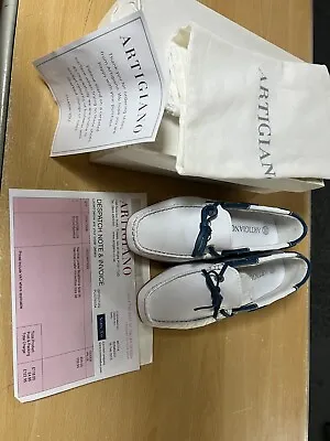 Ladies ARTIGIANO White Leather Nautical Loafer Shoes Size 5 (38) BNIB • £24.95