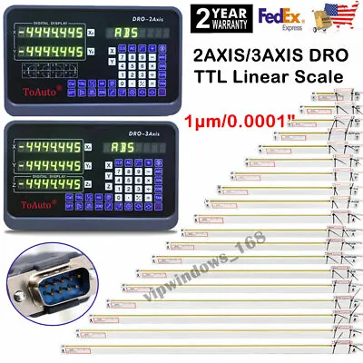 2/3 Axis Digital Readout DRO TTL Linear Glass Scale Encoder EDM Milling Lath 1µm • $71.99