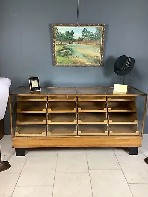 Oak 16 Drawer Shop Haberdashery Shop Display Counter Cabinet • £1650