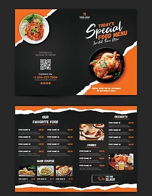 Takeaway Menu Prints Menus A5-A3 Double Sided Design Restaurant/Takeaway/Menus • £44.99