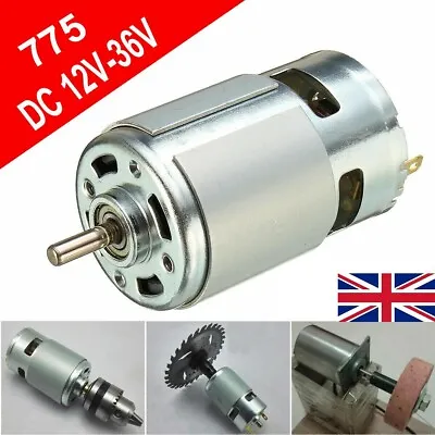 775 DC12V-36V 3500-10000RPM Motor Ball Bearing Large Torque High Power Low Noise • £8.29