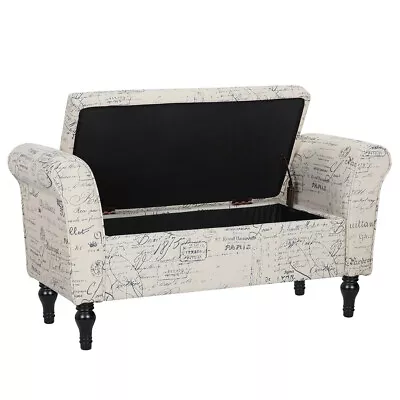 Fabric Upholstered Bench Bed End Window Seat Ottoman Storage Stool Bedroom • £107.95