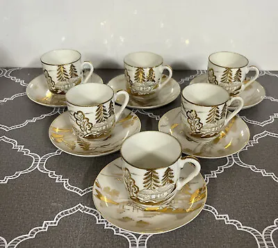 £29.99 • Buy Hayasi China Porcelain Gold Countryside Tea Cup Set Used VGC X6