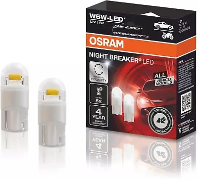 2 Pieces OSRAM LED NIGHT BREAKER W5W T10 / Stationary Light License Plate WITH APPROVAL • $266.37