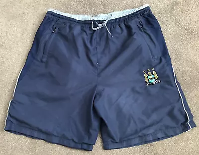 MANCHESTER CITY Swim Shorts Blue Turnstyle Vintage Zip Pockets Mens Medium M • £12.95