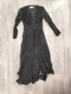 $100 • Buy Gorgeous Zimmerman Black Silk Layered Lace Midi Dress Size 0