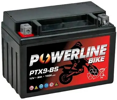 PTX9-BS Powerline Factory Sealed Motorcycle Battery 12V 9Ah • £23.94