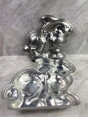 Vintage Aluminum 2 Piece 3-dimensional Bunny Rabbit Cake Pan Mold • $9.99