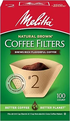 Melitta 2 Cone Coffee Filters Unbleached Natural 1 Count (Pack Of 1) Brown • $10