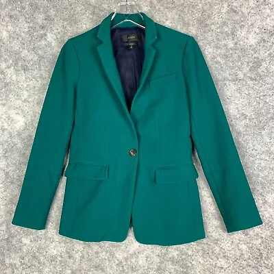 J.Crew Regent Blazer Jacket Womens Size 0 Dark Spruce Green Single Button Career • $40.49