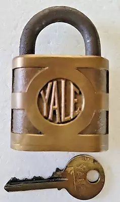 Vintage YALE Padlock #840 Super Pin Tumbler Bronze 1 3/4  W/1  Key Trefoil Logo • $19.99