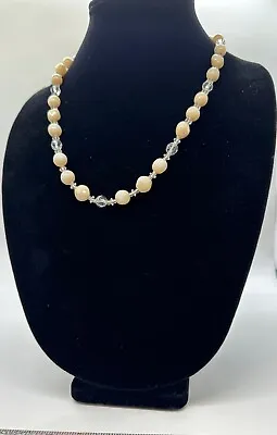 Vintage Miriam Haskell Cream ColorPearl (Faux) Necklace Single Strand Signed 22  • $75